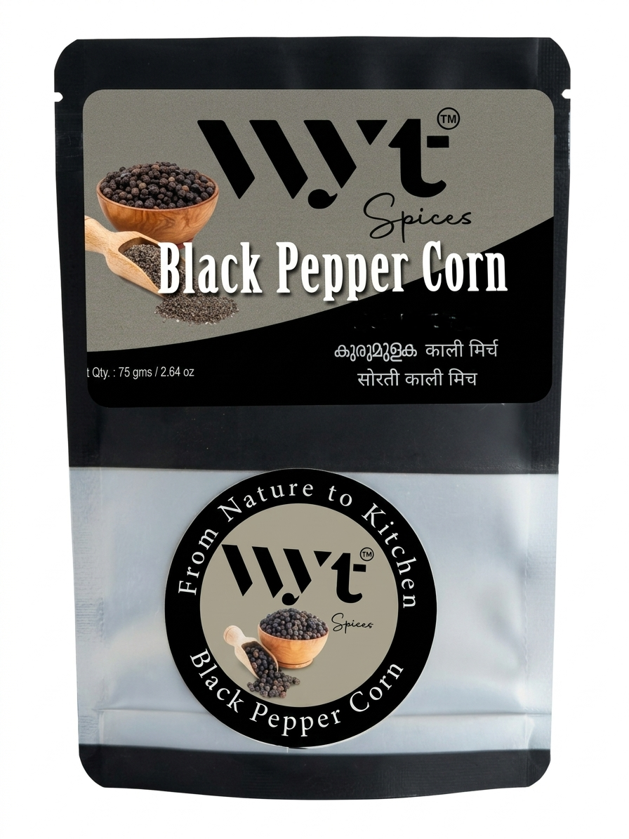 BLACK PEPPER CORN / WHOLE 225 GMS (75 GRAMS PACK OF 3)