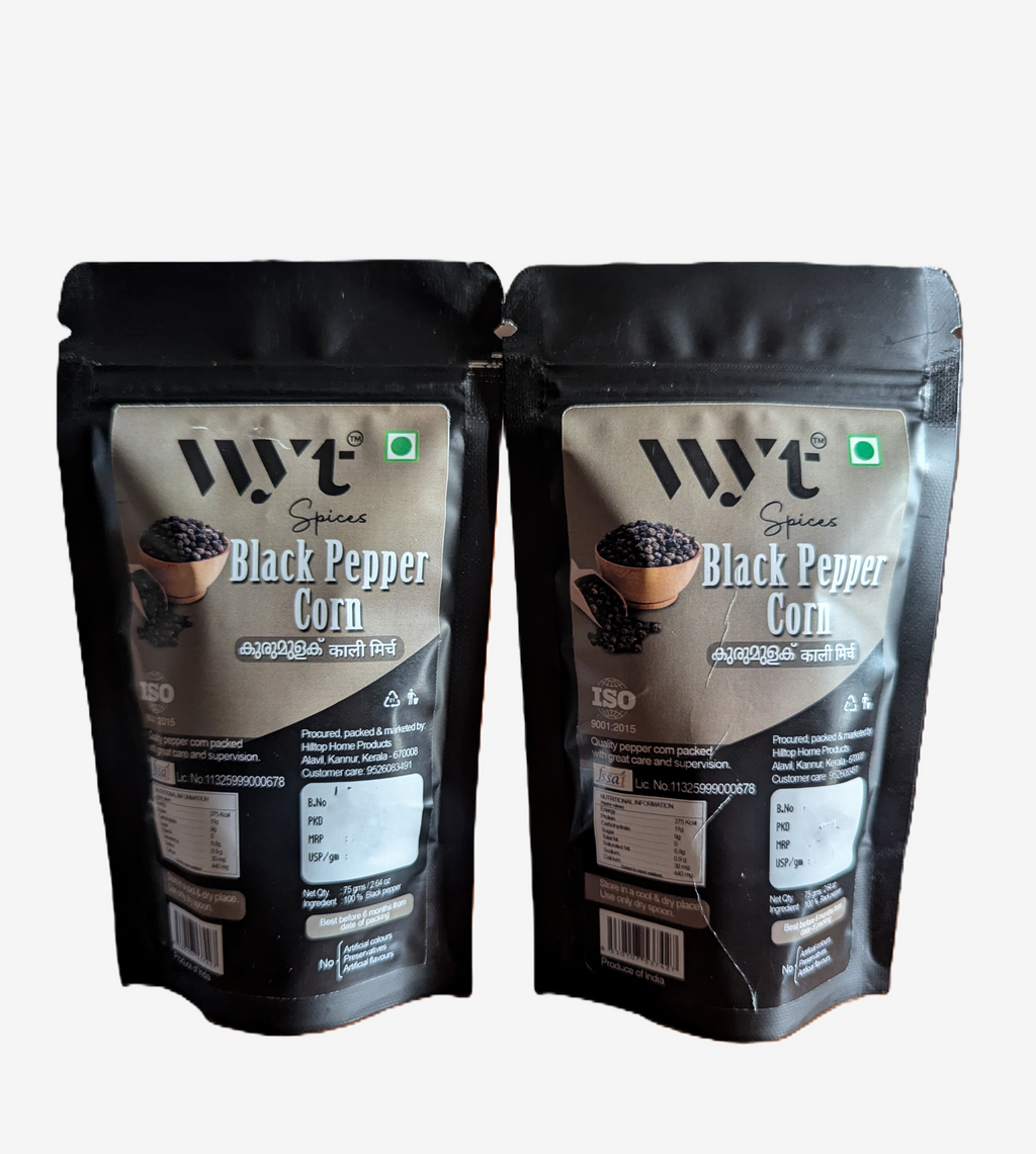 BLACK PEPPER CORN / WHOLE 150 GMS (75 GRAMS PACK OF 2)